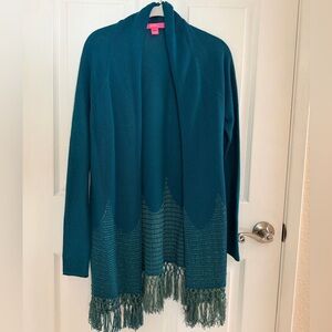 Lilly Pulitzer Teal Tatum Open Front Cardigan Sweater